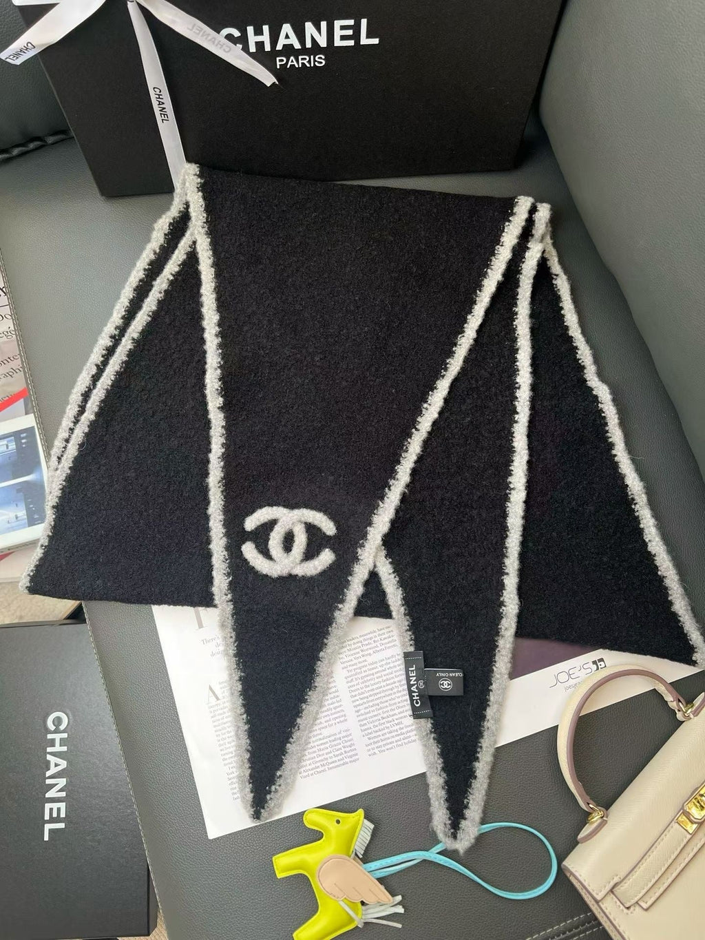 Chanel Style Fuzzy Triangle Logo Scarf product detail 6