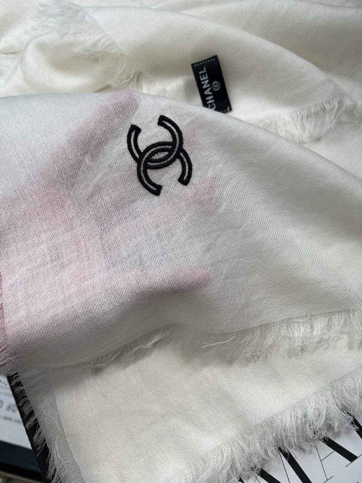 Chanel Style Lightweight Embroidered Logo Scarf product detail 7