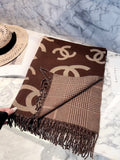Chanel Style Oversized Logo Check Fringe Scarf product detail 3