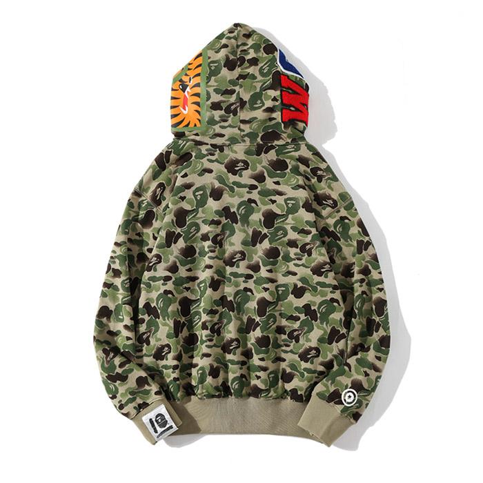 BAPE WGM Camo Shark Hoodie - Green & Grey product view 3