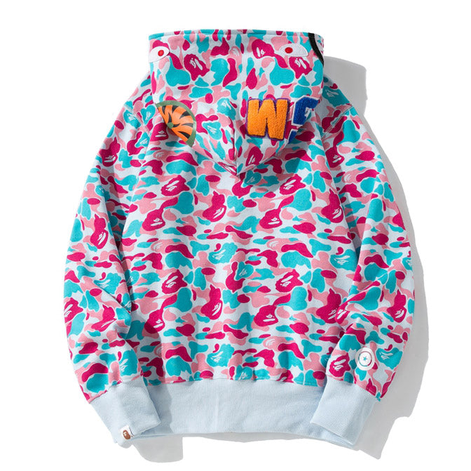 BAPE Miami City Pink Blue Camo Shark Hoodie product view 3