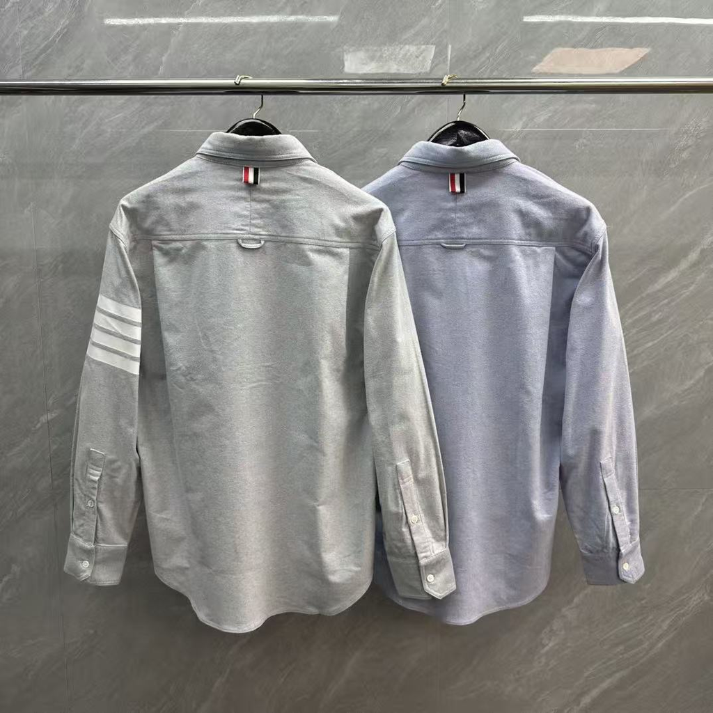 Men's Casual Oxford Shirt - 100% Cotton Button - Front Shirt by Thom Browne, shirt detail view
