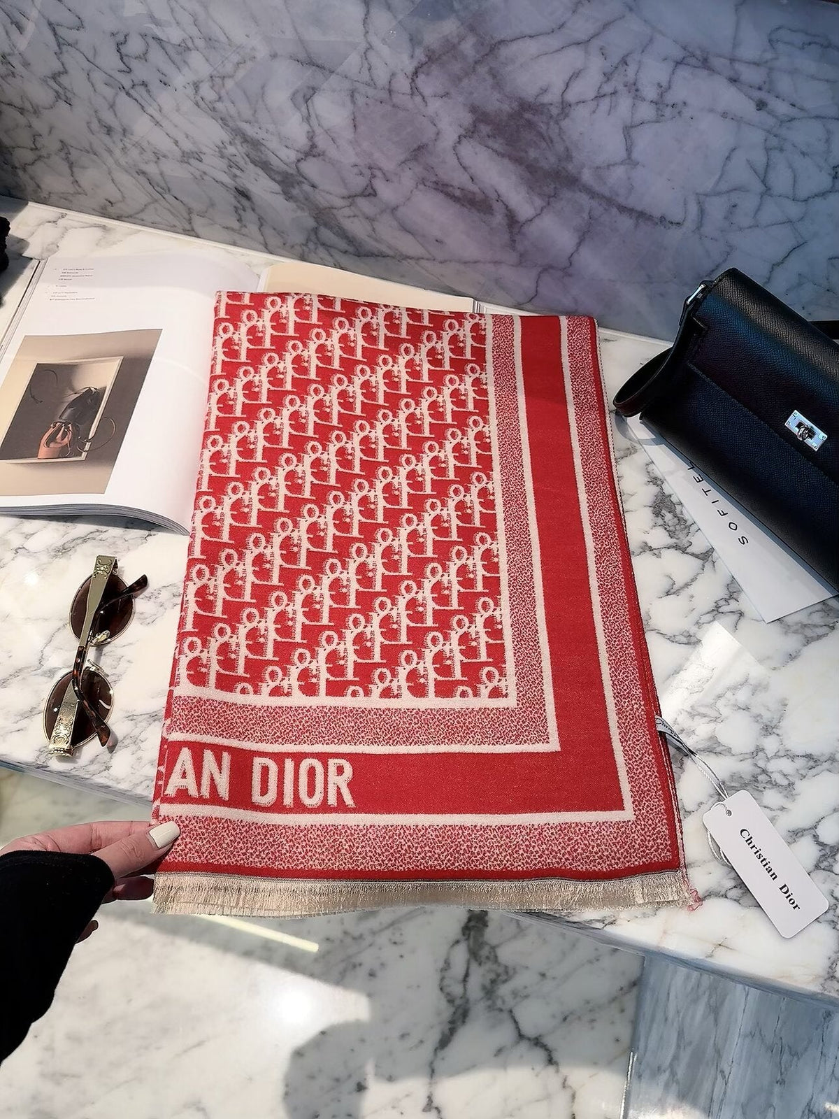 Dior Style Geometric Monogram Scarf product detail 7