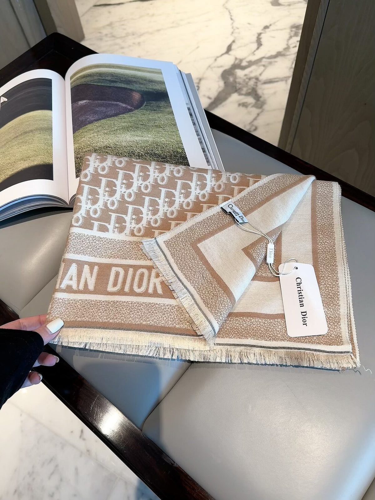 Dior Style Geometric Monogram Scarf product detail 8