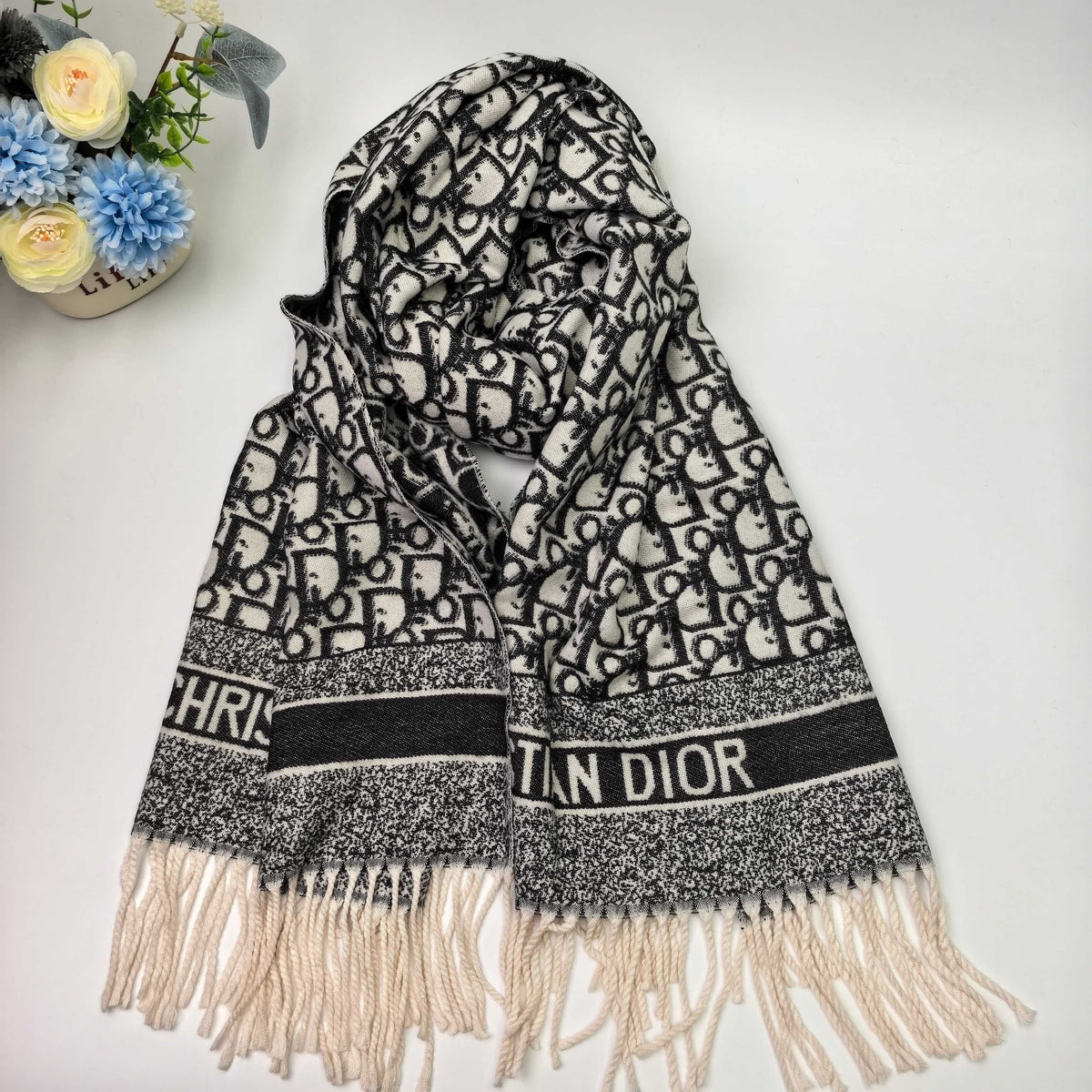 Dior Style Oblique Logo Fringe Scarf product detail 6