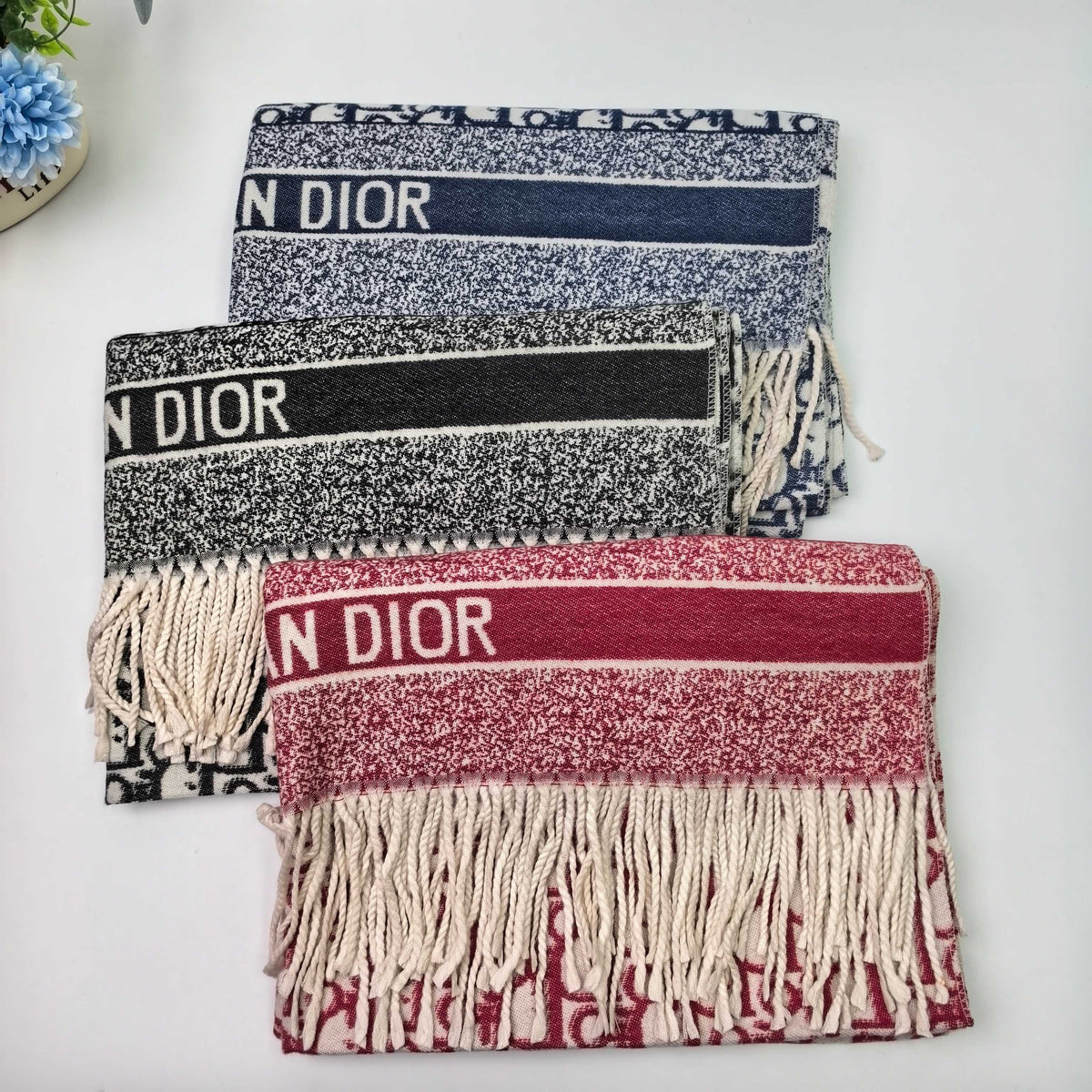 Dior Style Oblique Logo Fringe Scarf product detail 7