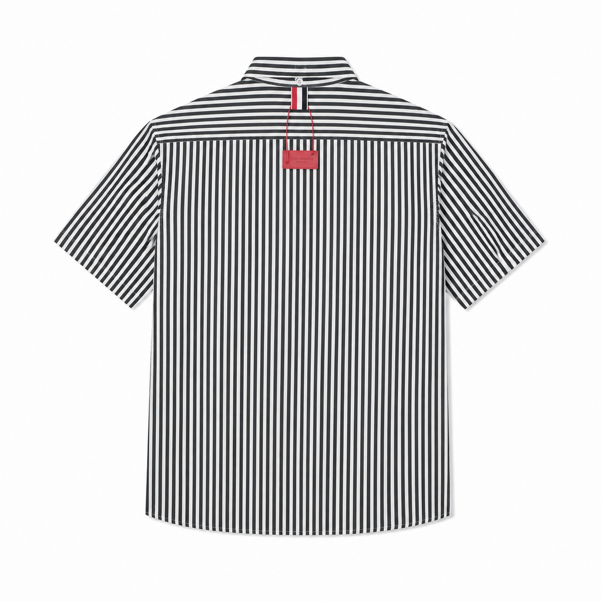 Striped Sailboat Embroidered Shirt — Unisex Short-Sleeve by Thom Browne, shirt detail view