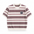 Stone Island Compass Badge Striped Knit T-Shirt - Red front view