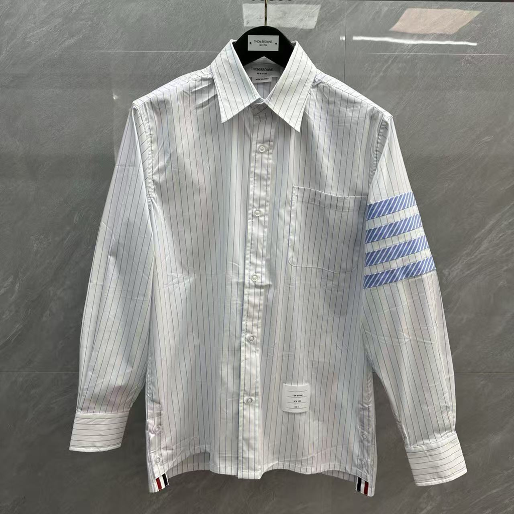 Men's Casual Business Shirt - 100% Cotton Button - Down Shirt by Thom Browne, shirt detail view