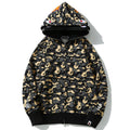 BAPE Black Camo Double-Hood Shark Zip Hoodie product image