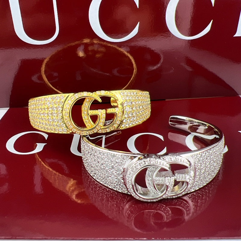 Gucci Crystal Double G Cuff Bracelet detail view 3