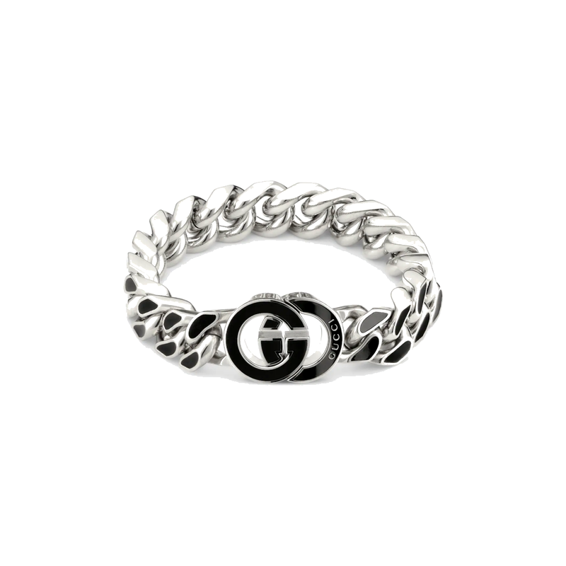 Gucci Magnetic Black Enamel Bracelet on pure white background