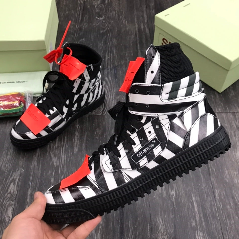 OFF-Whlte Arrow Logo Leather Sneakers #43 4-Bar