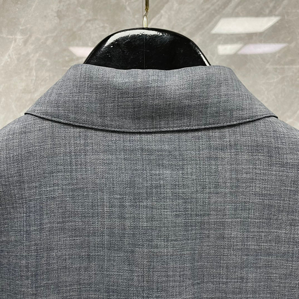 Men's 4 - Bar Casual Jacket with Signature Grosgrain Detail by Thom Browne, outerwear detail view