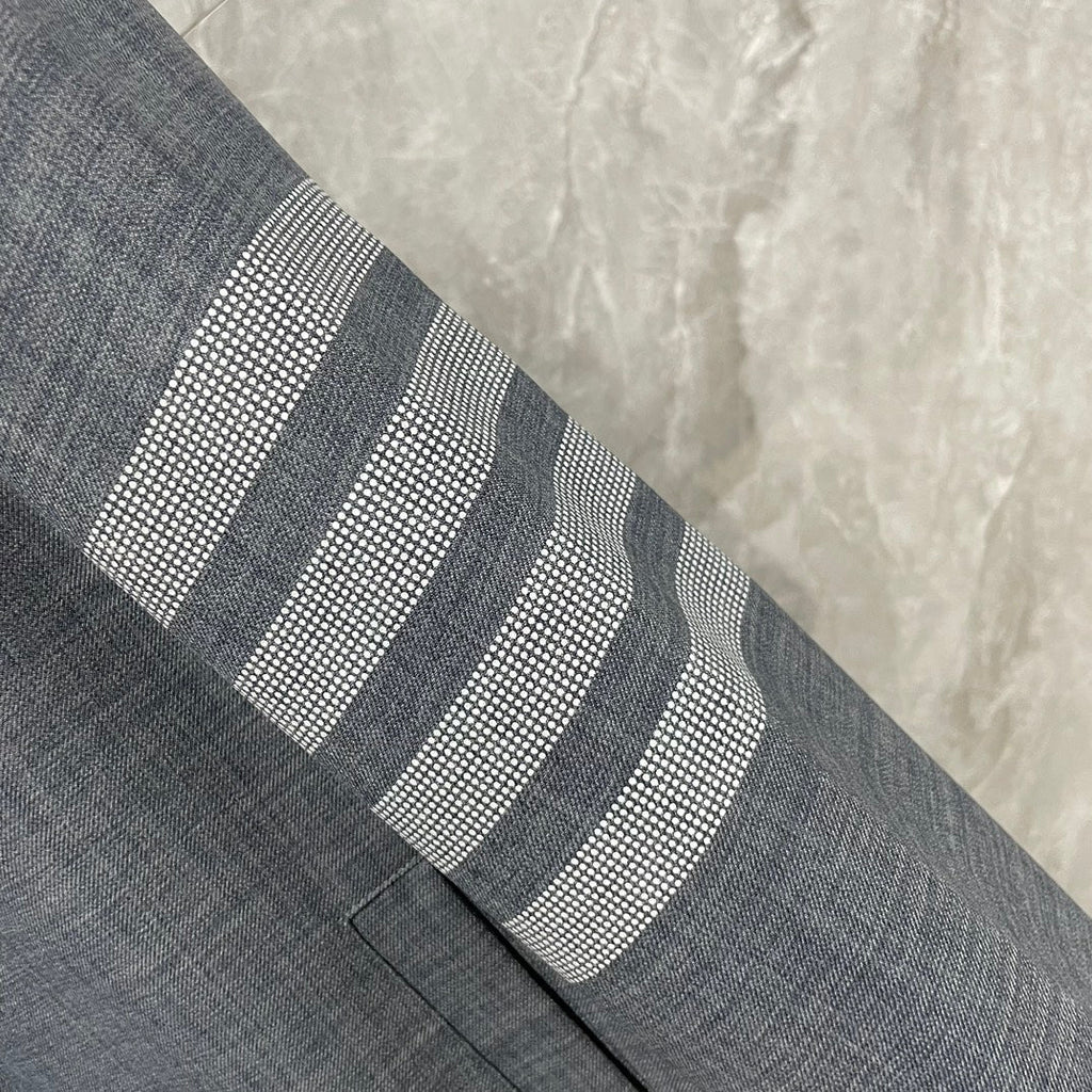 Men's 4 - Bar Casual Jacket with Signature Grosgrain Detail by Thom Browne, outerwear detail view