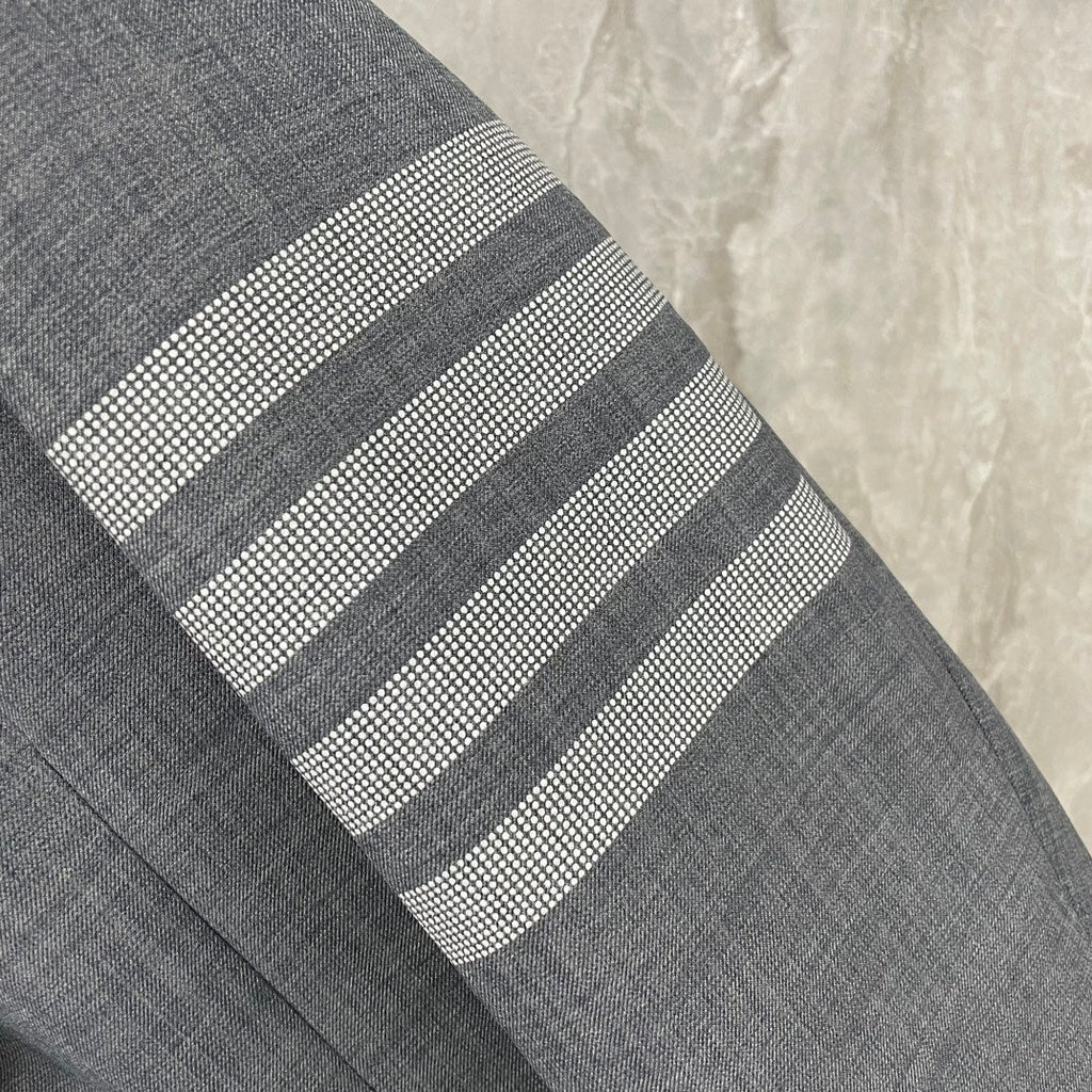 Men's 4 - Bar Suit Jacket with Signature Grosgrain Detail by Thom Browne, outerwear detail view