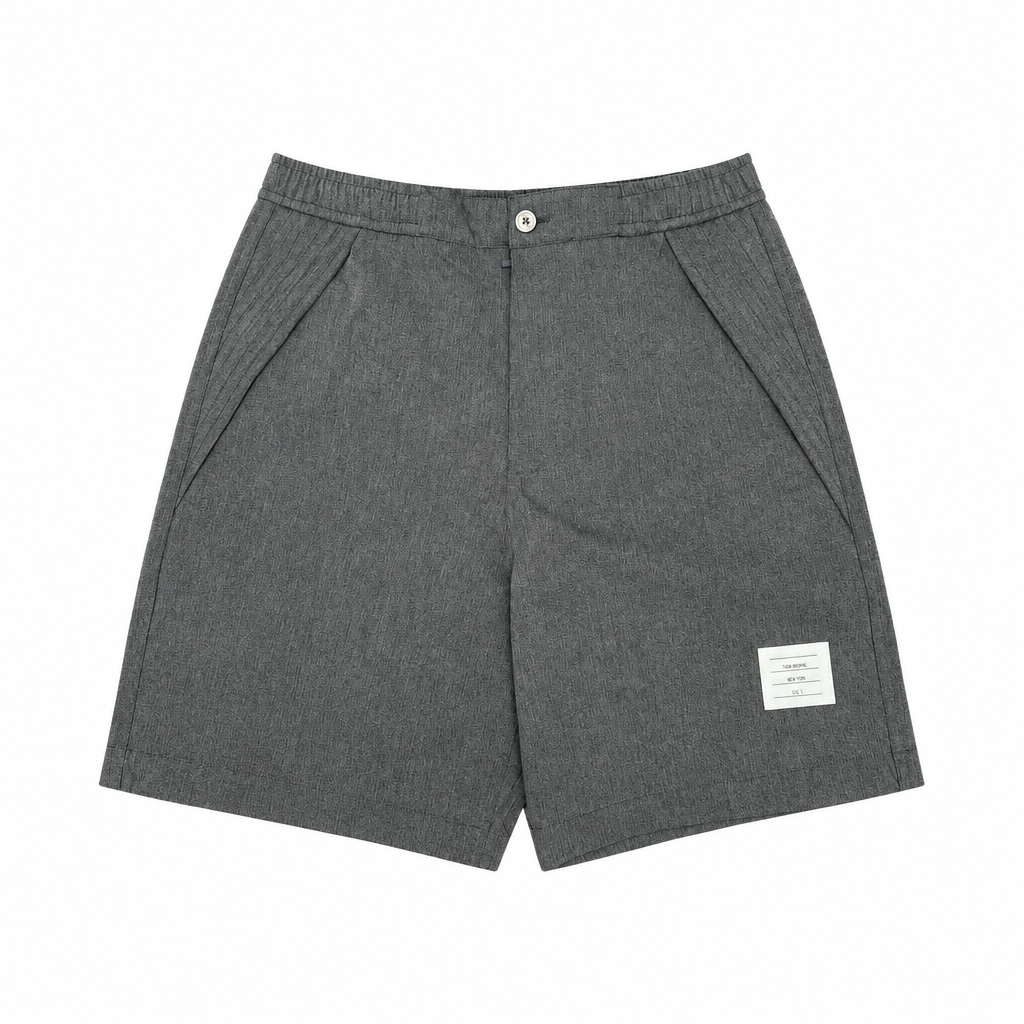 Gray solid-color casual shorts isolated on white background
