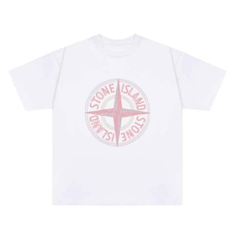 Stone Island Textured Compass Graphic Cotton T-Shirt - White product detail view