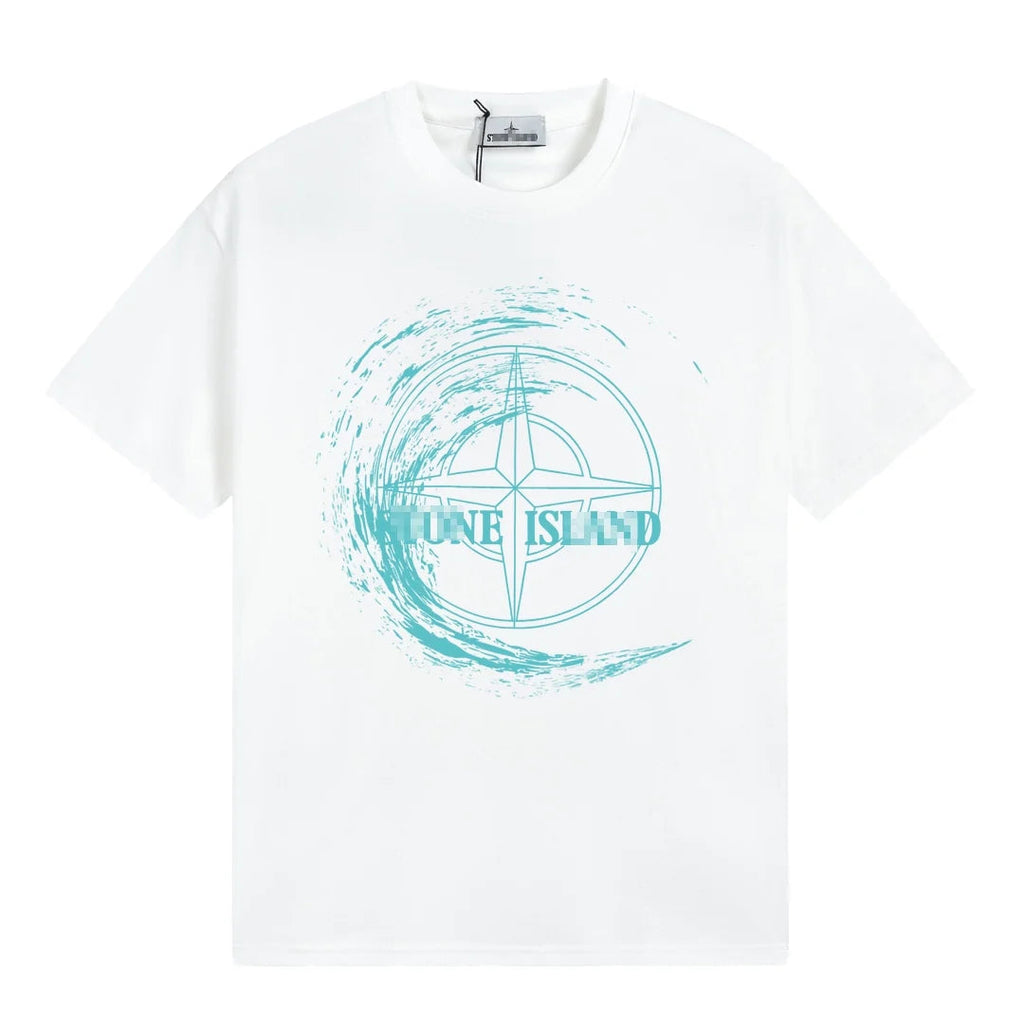 Stone Island Brush Circle Compass Graphic Cotton T-Shirt - White product detail view