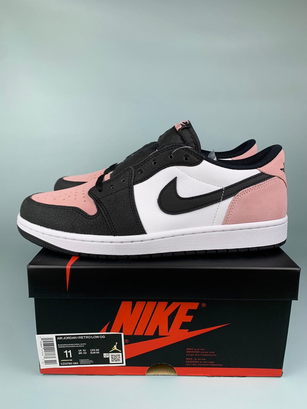 Air Jordan 1 Low Bleached Coral Black/Pink Unisex Sneakers CZ0790-061 detail view 2