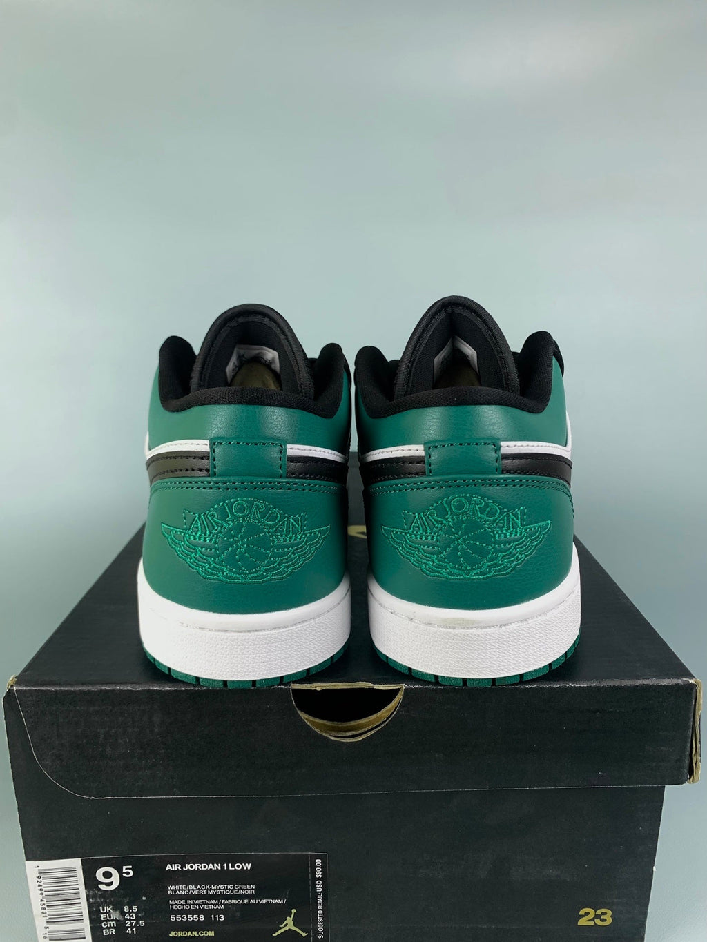 Air Jordan 1 Low Black/Green Toe 553558-113 Unisex Sneakers detail view 5