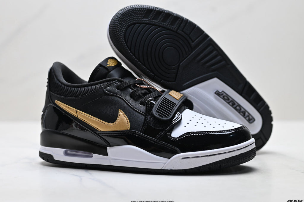 Jordan Legacy 312 Low Black White Metallic Gold sneakers detail view 5
