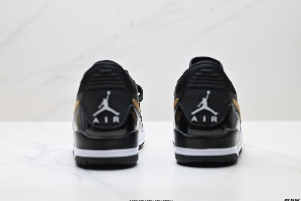 Jordan Legacy 312 Low Black White Metallic Gold sneakers detail view 6
