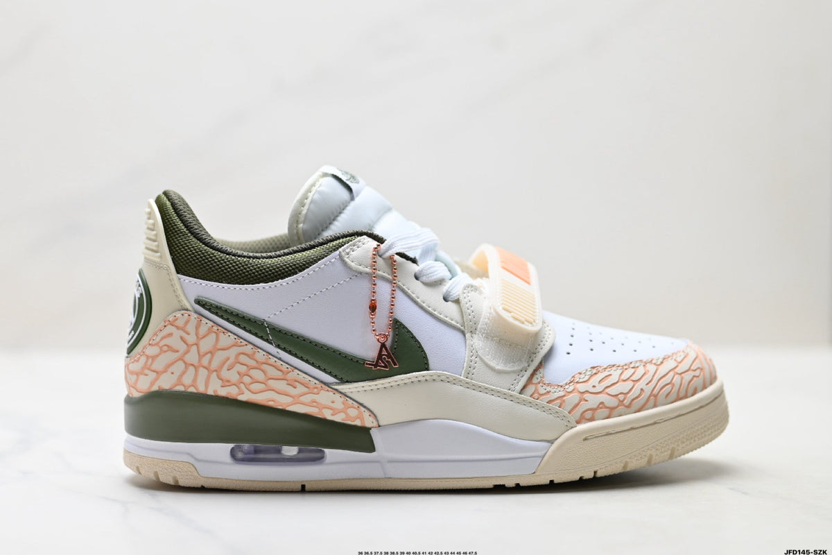 Jordan Legacy 312 Low White Sand Olive Green sneakers detail view 1