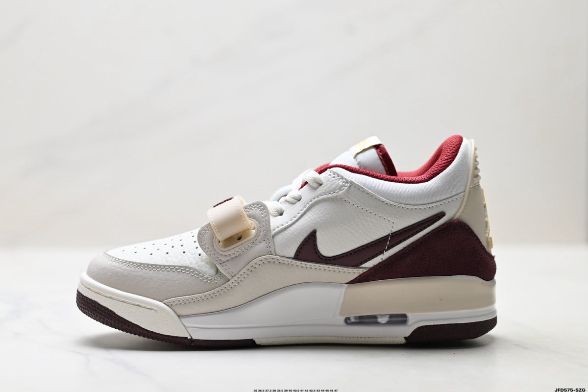 Jordan Legacy 312 Low White Burgundy Red sneakers detail view 3