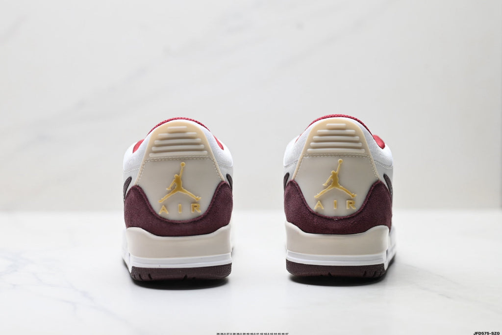 Jordan Legacy 312 Low White Burgundy Red sneakers detail view 6