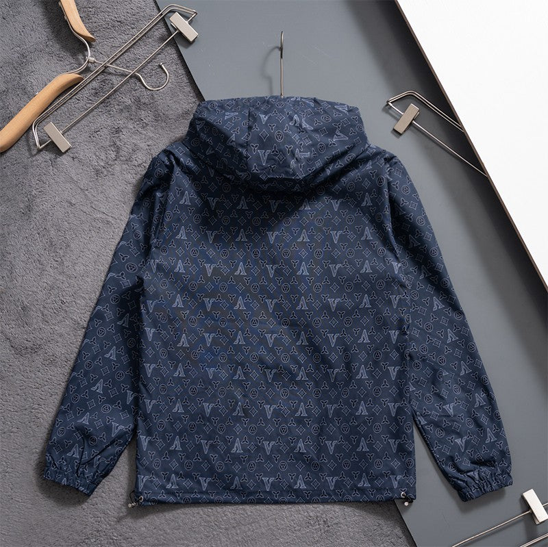Navy Digital Monogram Hooded Windbreaker product detail view 2