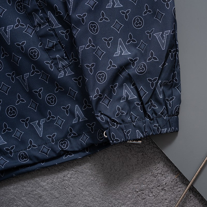 Navy Digital Monogram Hooded Windbreaker product detail view 7