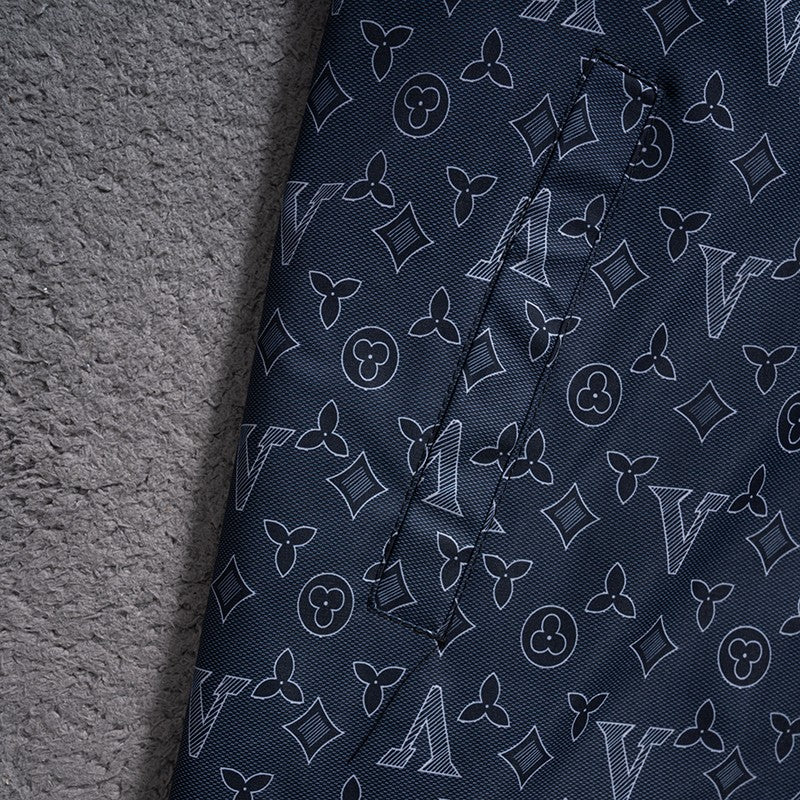 Navy Digital Monogram Hooded Windbreaker product detail view 8