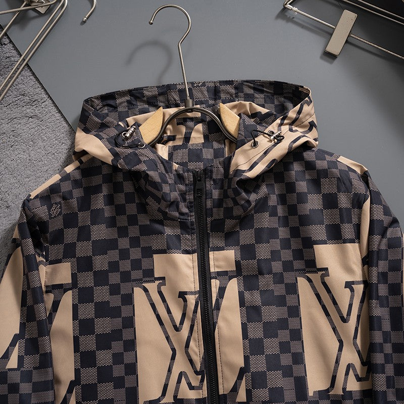 Brown Check Digital Hooded Windbreaker product detail view 3