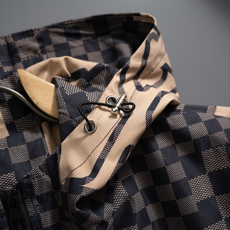 Brown Check Digital Hooded Windbreaker product detail view 4
