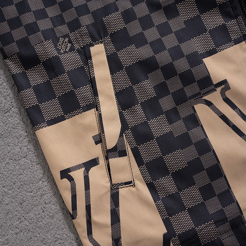 Brown Check Digital Hooded Windbreaker product detail view 5