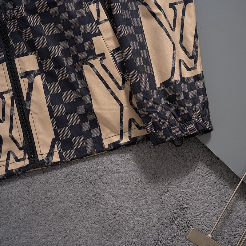 Brown Check Digital Hooded Windbreaker product detail view 6
