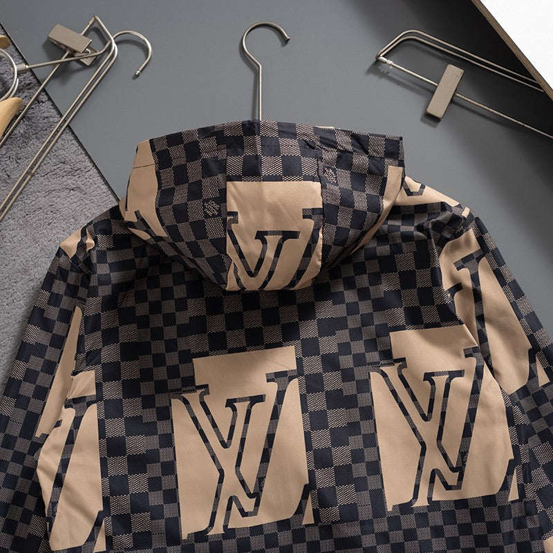 Brown Check Digital Hooded Windbreaker product detail view 7