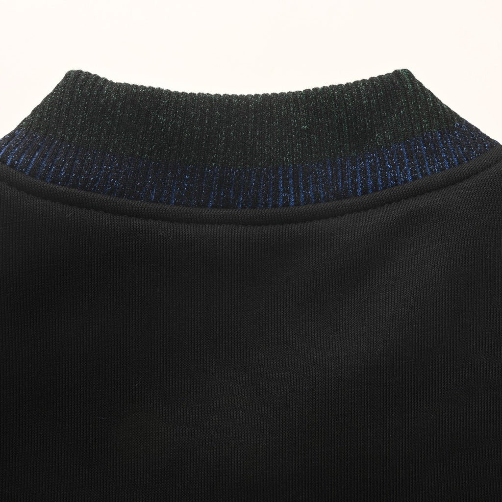 Black White Leather-Panel Varsity Jacket product detail view 8