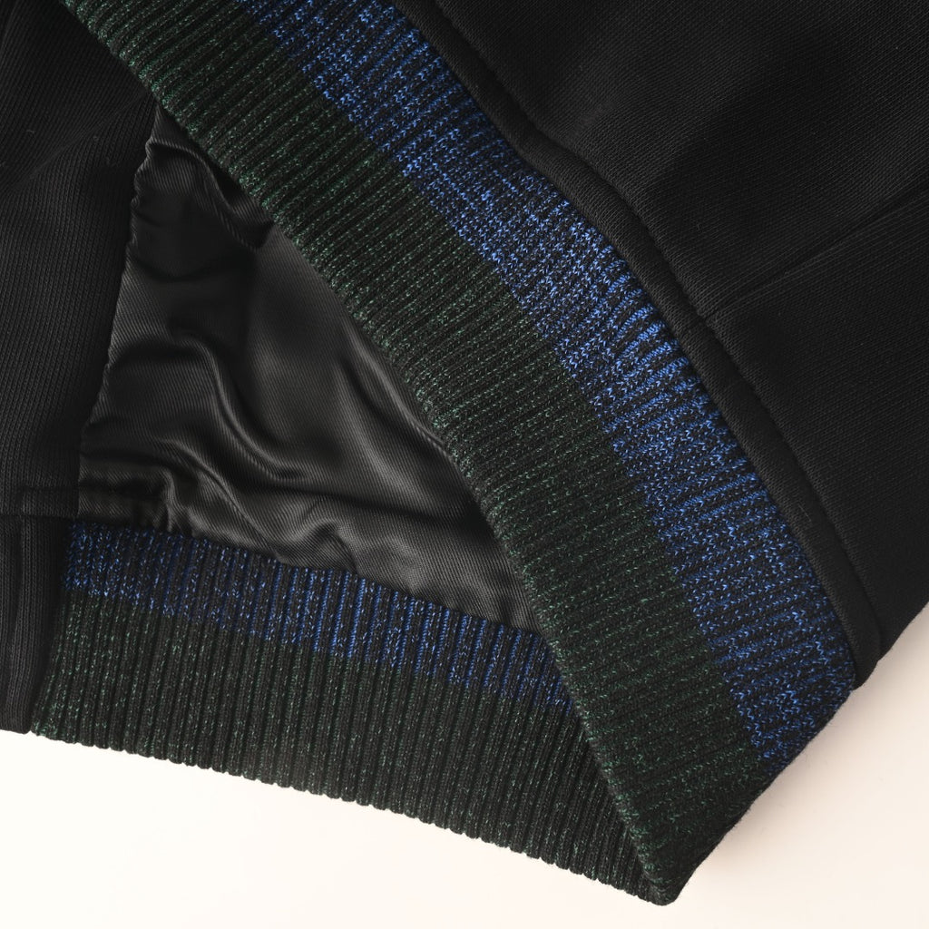 Black White Leather-Panel Varsity Jacket product detail view 9