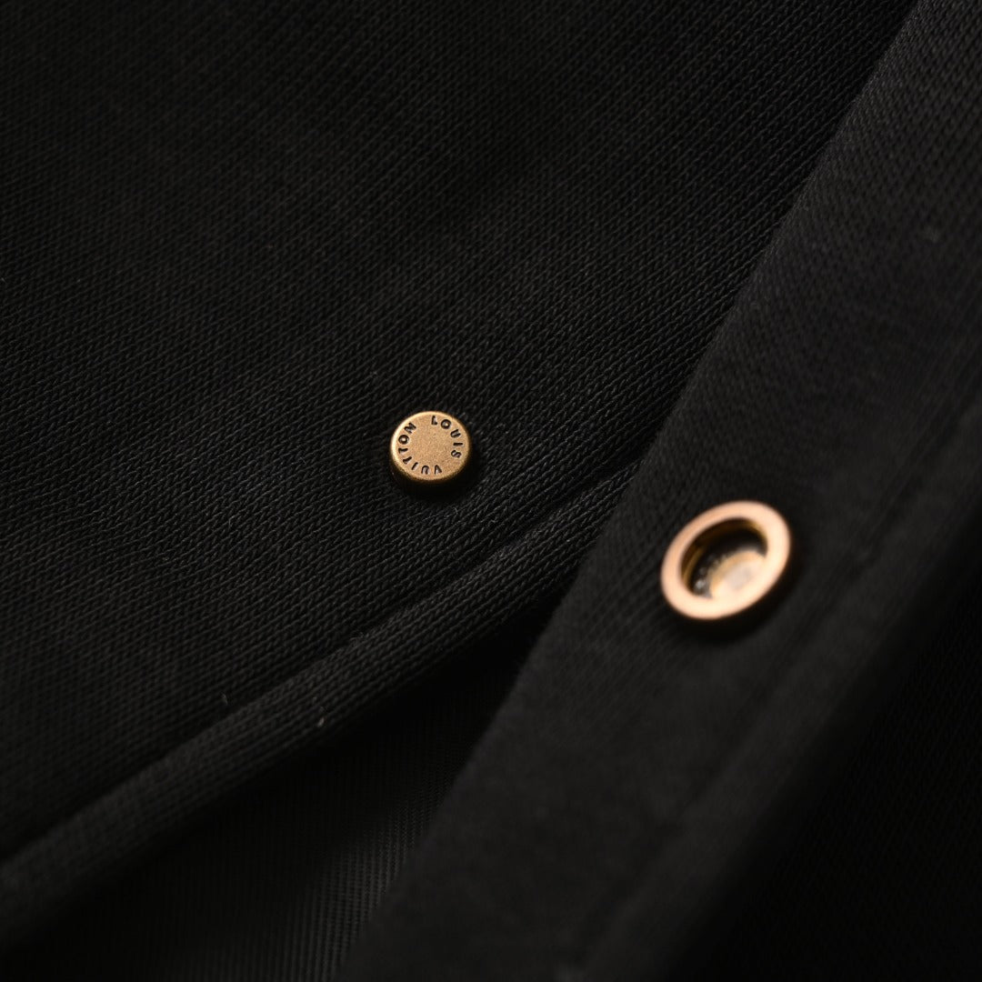Black White Leather-Panel Varsity Jacket product detail view 11