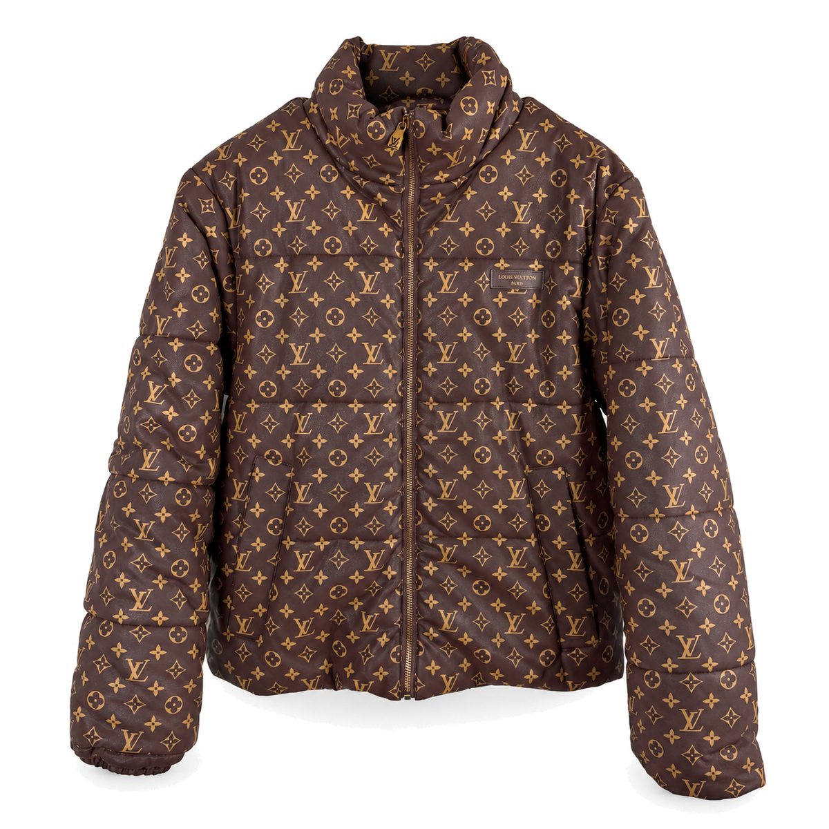 Monogram Leather Padded Jacket front product view on white background
