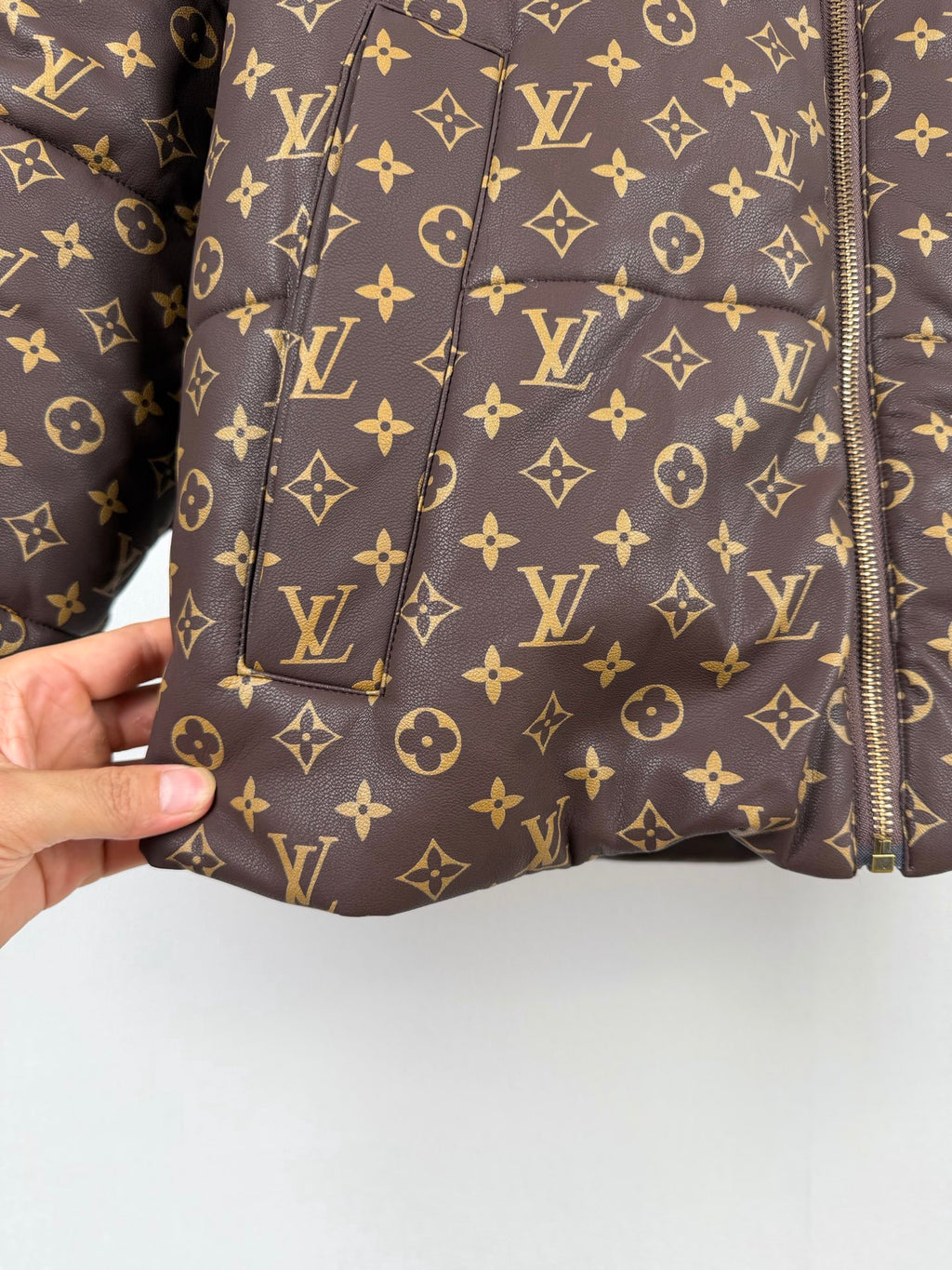 Monogram Leather Padded Jacket product detail view 9