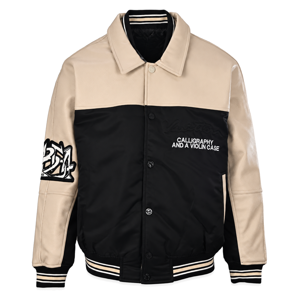 Contrast Panel Varsity Jacket front product view on white background