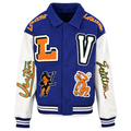 Towel-Embroidered Frog Varsity Jacket front product view on white background