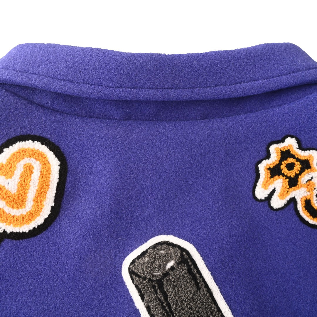 Towel-Embroidered Frog Varsity Jacket product detail view 8
