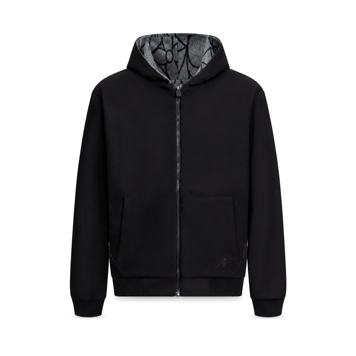 Reversible Jacquard Wool Hoodie front product view on white background