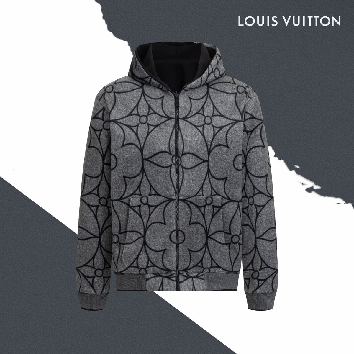 Reversible Jacquard Wool Hoodie product detail view 7