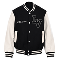 Pearl-Embroidered Varsity Jacket front product view on white background