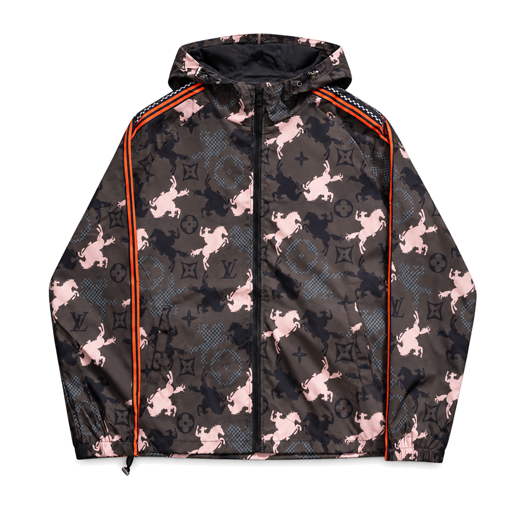 Pink Horse Digital Hooded Windbreaker front product view on white background